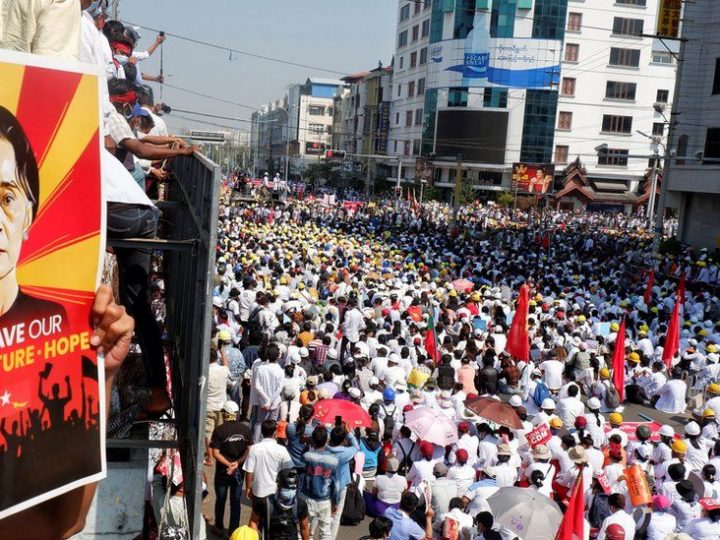 Myanmar coup: Protesters defy military warning in mass strike